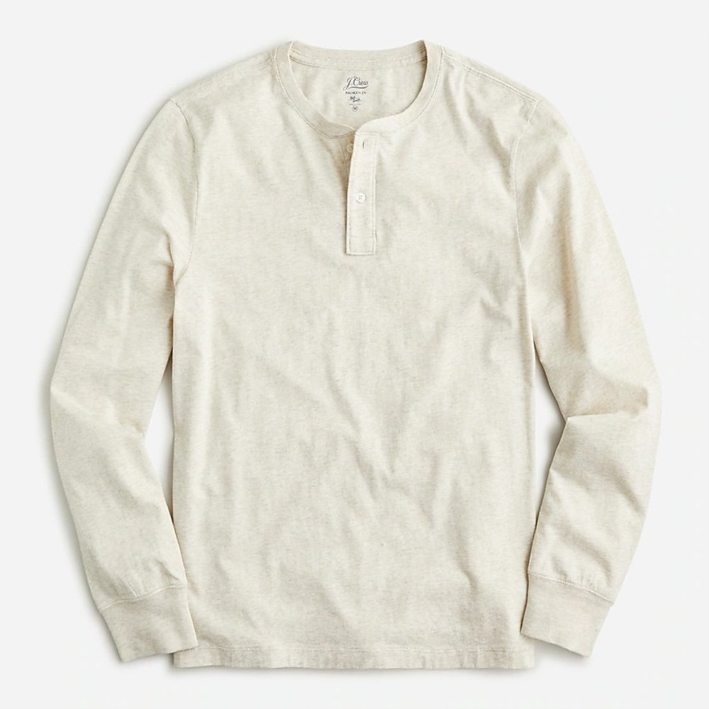 NWT Men's J.Crew Broken-In Henley | Heather Ecru | Size Small